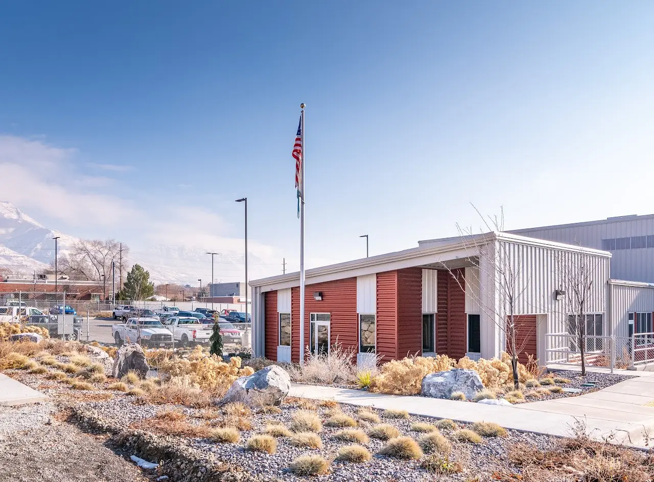 Public government building with sustainable energy upgrades